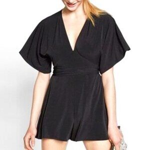 Express‎ Tie Back Kimono Sleeve Black Romper Size M
